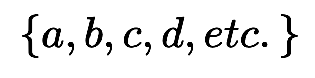 {a, b, c, d, etc.}